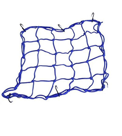 TEX 2010 Ahtapot Motosiklet Kancalı Kask Filesi Evrensel Kask Filesi Plastik Kancalı 40 X 40 Cm Mavi
