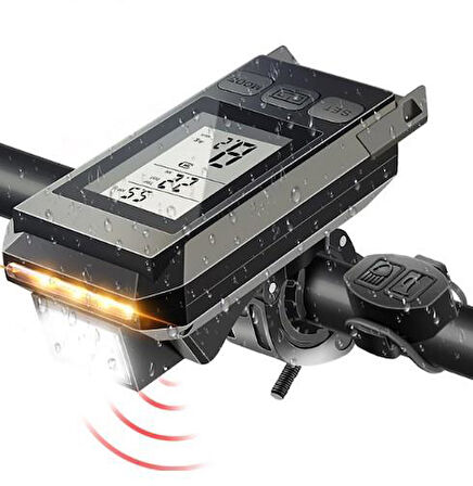 Forte GT 6145 450 Lümen Bisiklet Ön Işık Ve Km Saati Wireless Kablosuz Siyah Renk