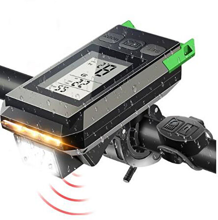 Forte GT 6145 450 Lümen Bisiklet Ön Işık Ve Km Saati Wireless Kablosuz Yeşil Renk