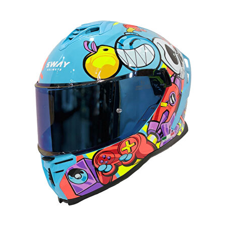Sway Xbyc 867 Gamer Full Face Güneş Gözlüklü Kapalı Motosiklet Kaskı XL Beden