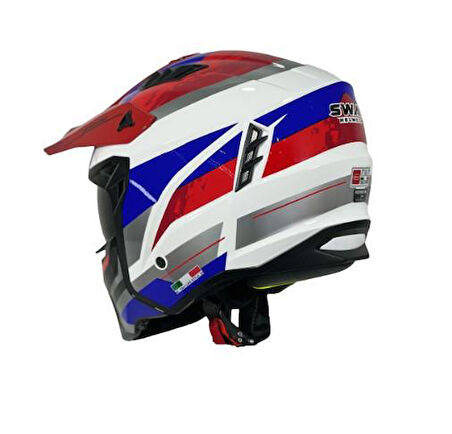 Sway X1-X Seul Track Modüler Full Face Çene Sökülebilen Motosiklet Kaskı L Beden Beyaz Kırmızı
