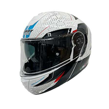 Sway Xbyc 917 Fusıon Full Face Çene Açılır Motosiklet Kaskı L Beden White Black