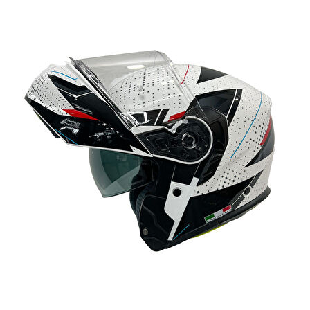 Sway Xbyc 917 Fusıon Full Face Çene Açılır Motosiklet Kaskı L Beden White Black