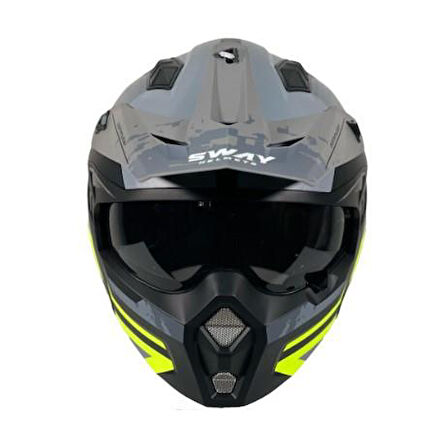 Sway X1-X Seul Track Modüler Full Face Çene Sökülebilen Motosiklet Kaskı XL Beden Siyah Sarı