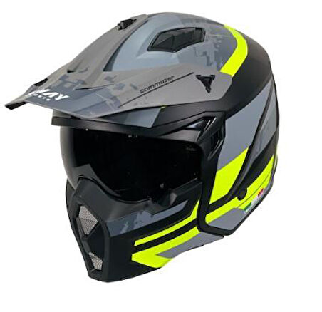Sway X1-X Seul Track Modüler Full Face Çene Sökülebilen Motosiklet Kaskı XL Beden Siyah Sarı