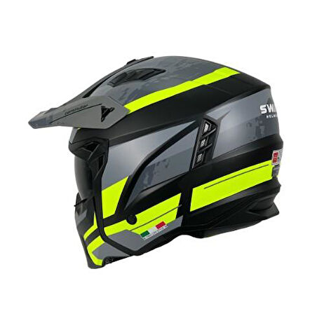 Sway X1-X Seul Track Modüler Full Face Çene Sökülebilen Motosiklet Kaskı 2XL Beden Siyah Sarı