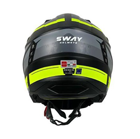 Sway X1-X Seul Track Modüler Full Face Çene Sökülebilen Motosiklet Kaskı 2XL Beden Siyah Sarı