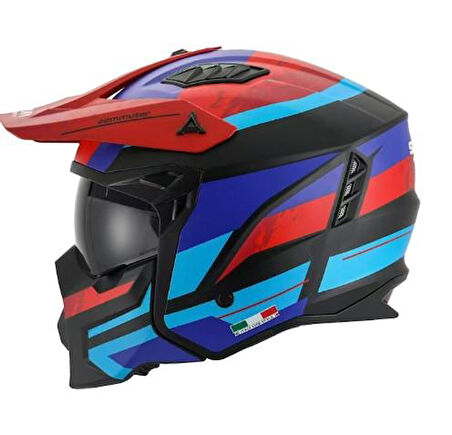 Sway X1-X Seul Track Modüler Full Face Çene Sökülebilen Motosiklet Kaskı 2XL Beden Siyah Kırmızı