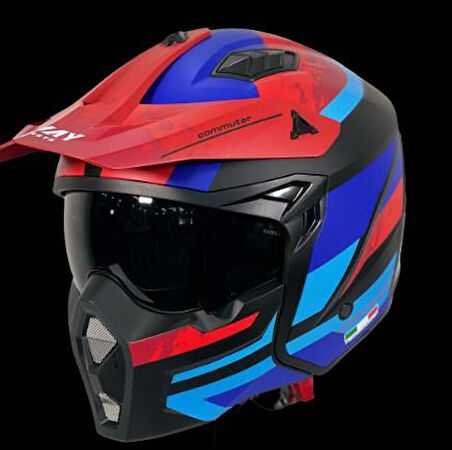 Sway X1-X Seul Track Modüler Full Face Çene Sökülebilen Motosiklet Kaskı 2XL Beden Siyah Kırmızı