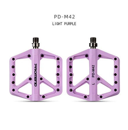 Promend Renkli Platform Pedal MTB Freeride Kaymaz Rulmanlı Plastik Pedal Ultra Hafif Açık Mor Renk
