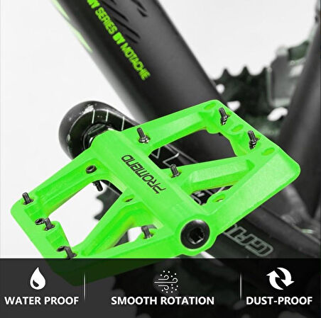Promend Renkli Platform Pedal MTB Freeride Kaymaz Rulmanlı Plastik Pedal Ultra Hafif Açık Mor Renk