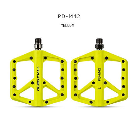 Promend Renkli Platform Pedal MTB Freeride Kaymaz Rulmanlı Plastik Pedal Ultra Hafif Sarı Renk
