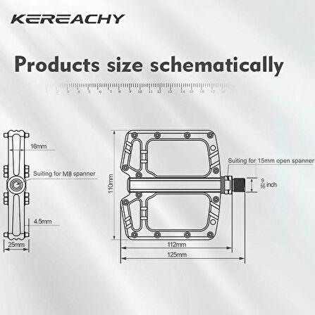 Kereachy 3 Rulmanlı Ultralight Alüminyum Alaşımlı Mtb Bmx Geniş Platform Bisiklet Pedalı Mavi