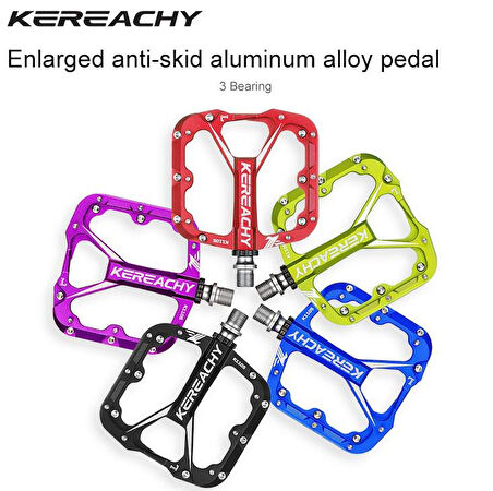 Kereachy 3 Rulmanlı Alüminyum Alaşımlı Mtb Freeride Bmx Geniş Platform Bisiklet Pedalı Mavi
