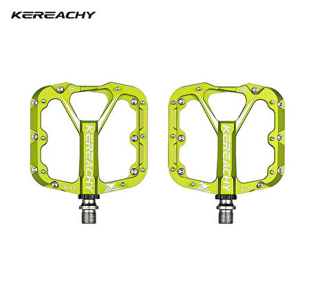 Kereachy 3 Rulmanlı Alüminyum Alaşımlı Mtb Freeride Bmx Geniş Platform Bisiklet Pedalı Yeşil