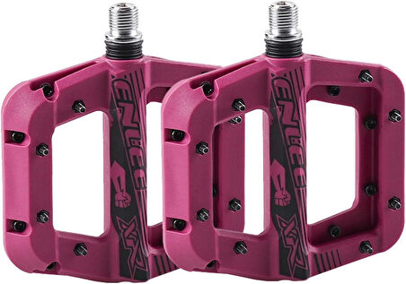 Enlee Renkli Çivili Kaymaz Platform Pedal MTB Rulmanlı Plastik Alüminyum Pedal Ultra Hafif Mor 