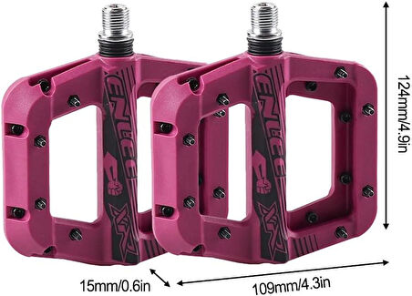 Enlee Renkli Çivili Kaymaz Platform Pedal MTB Rulmanlı Plastik Alüminyum Pedal Ultra Hafif Mor 