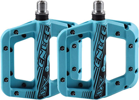Enlee Renkli Çivili Kaymaz Platform Pedal MTB Rulmanlı Plastik Alüminyum Pedal Ultra Hafif Mavi
