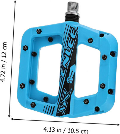 Enlee Renkli Çivili Kaymaz Platform Pedal MTB Rulmanlı Plastik Alüminyum Pedal Ultra Hafif Mavi
