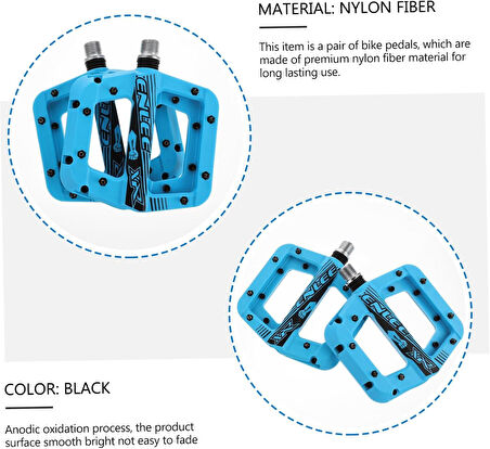 Enlee Renkli Çivili Kaymaz Platform Pedal MTB Rulmanlı Plastik Alüminyum Pedal Ultra Hafif Mavi