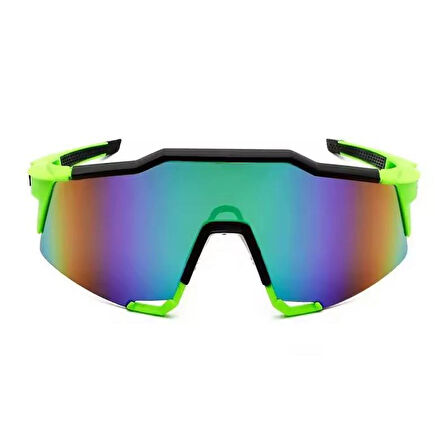 XBYC G4681 %100 Bisiklet Sürüş Gözlüğü Polarize Cam Yarı Çerçevesiz Spor Gözlüğü UV400 Lens Yeşil