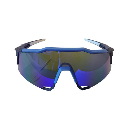 XBYC G4681 %100 Bisiklet Sürüş Gözlüğü Polarize Cam Yarı Çerçevesiz Spor Gözlüğü UV400 Lens Mavi
