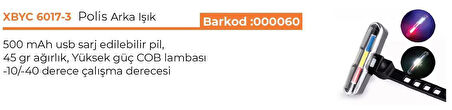  Mavi Kırmızı Beyaz Çakarlı Usb Şarjlı Bisiklet Stop Lambası