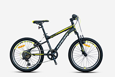 Kron VORTEX 4.0 20 Jant 7 Vites V-Fren Çelik Çocuk Bisikleti Siyah Sarı 20 Jant Vitesli Bisiklet