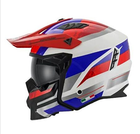 Sway X1-X Seul Track Modüler Full Face Çene Sökülebilen Motosiklet Kaskı 2XL Beden Beyaz Kırmızı