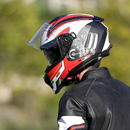 Sway Xbyc 865 Engine Full Face Güneş Gözlüklü Kapalı Motosiklet Kaskı M Beden Beyaz Kırmızı