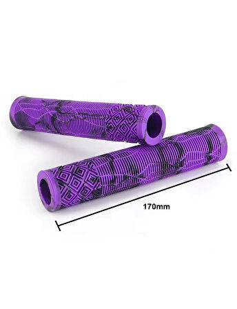 KENZE MTB Elcik Silikonlu Çift Renk Kaymaz Yapı 170 mm Bisiklet Elciği Kolay Kavrama Mor