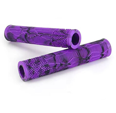KENZE MTB Elcik Silikonlu Çift Renk Kaymaz Yapı 170 mm Bisiklet Elciği Kolay Kavrama Mor