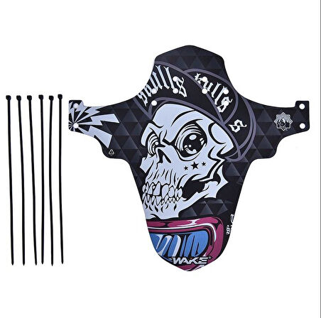 Wake Mtb Bisiklet Çamurluk Trekking Ön Veya Arkaya Takılabilir 4 Adet Cırt Kelepçe Hediyeli Skulls Kurukafa