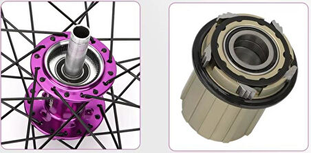 Meroca Ön/Arka 27,5''Jant Seti Pembe Qr-Mandal 6 Vida Disk Kaset Dişli Rulmanlı Hub Sesli Jant Seti 
