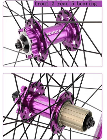 Meroca Ön/Arka 27,5''Jant Seti Pembe Qr-Mandal 6 Vida Disk Kaset Dişli Rulmanlı Hub Sesli Jant Seti 