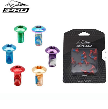 PRO Bisiklet Scooter Fren Disk Vidası Rotor Civatası 6 Vida MTB Rotor Vidası 12li Paket Mavi Renk