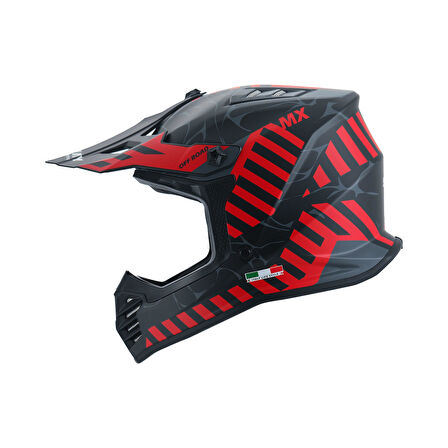 SWAY 618 Alert Çocuk Cross Kaskı Bisiklet Motosiklet Enduro Kask XL Beden Siyah Kırmızı Çocuk Kaskı