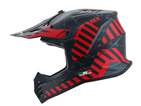 SWAY 618 Alert Çocuk Cross Kaskı Bisiklet Motosiklet Enduro Kask L Beden Mat Siyah Kırmızı Çocuk Kaskı