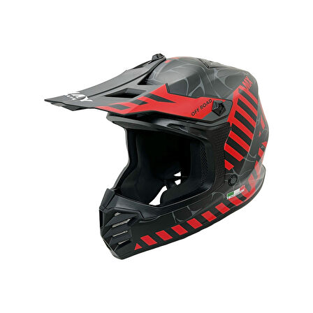 SWAY 618 Alert Çocuk Cross Kaskı Bisiklet Motosiklet Enduro Kask L Beden Mat Siyah Kırmızı Çocuk Kaskı