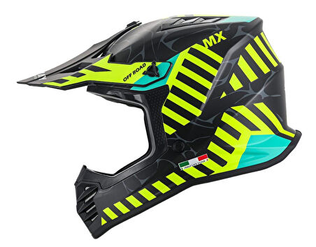 SWAY 618 Alert Çocuk Cross Kaskı Bisiklet Motosiklet Enduro Kask L Beden Mat Siyah Sarı Çocuk Kaskı