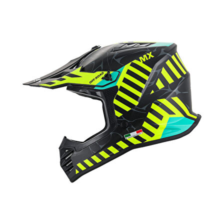 SWAY 618 Alert Çocuk Cross Kaskı Bisiklet Motosiklet Enduro Kask L Beden Mat Siyah Sarı Çocuk Kaskı