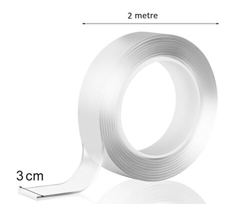 Himarry 2m*3cm Çift Taraflı Şeffaf Bant 2 Metre