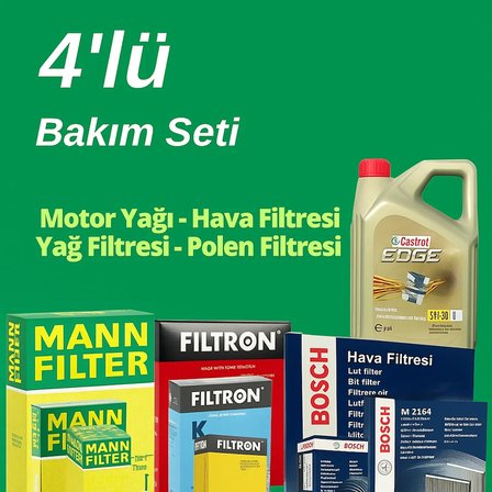Bosch Seat İbiza 1.4 Benzin Castrol Edge 4 LT Filtre Bakım Seti 2002-2009 3NP 4 Lü