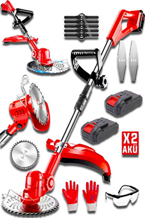 Teleskopik Uzatmalı Kömürsüz Motor 2x Akülü Ot Çalı Kenar Biçme Tırpanı Tırpan Makinesi