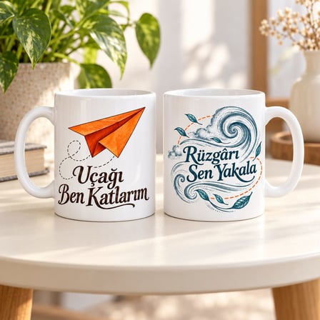 Kâğıttan Yolculuk 2'li Porselen Kupa Seti - MODEL 607