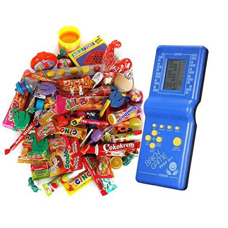 Öğretmenler Günü Nostaljik Hediye Kutusu Mavi Tetrisli Büyük Boy 80'ler 90'lar