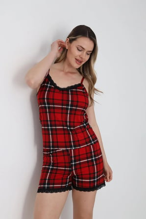 Moon Line Kadın Şortlu Pijama Takımı Dantelli Askılı Uyku Giyim Seti