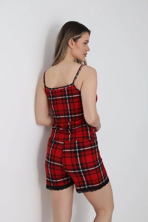 Moon Line Kadın Şortlu Pijama Takımı Dantelli Askılı Uyku Giyim Seti