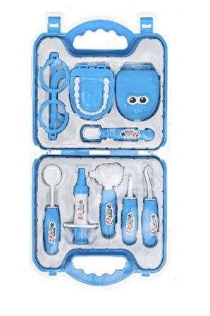 Çantalı Ağızlı Oyuncak Doktor Dişçi Seti -Mavi