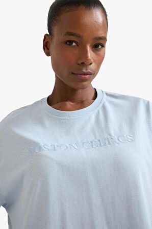 DeFactoFit NBA Boston Celtics Oversize Geniş Kalıp Bisiklet Yaka Nakış Baskı Kısa Kollu Tişört